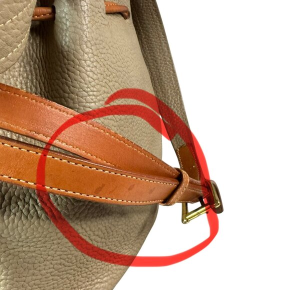 Vintage Dooney & Bourke All Weather Leather Bucket Bag Taupe Tan Drawstring - Picture 7 of 16